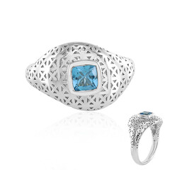 Bague en argent et Topaze bleu Suisse