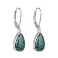 Boucles d'oreilles en argent et Malachite