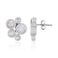 Boucles d'oreilles en argent et Pierre de Lune arc-en-ciel