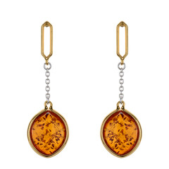 Boucles d'oreilles en argent et Ambre baltique couleur cognac