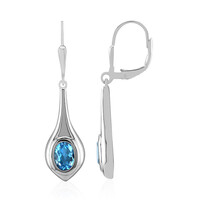 Boucles d'oreilles en argent et Topaze bleu Suisse