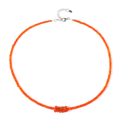 Collier en argent et Opale orange d'Éthiopie