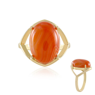 Bague en argent et Agate à bandes orange