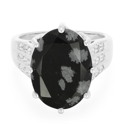 Bague en argent et Obsidienne Flocon-de-Neige