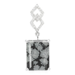 Pendentif en argent et Obsidienne Flocon-de-Neige