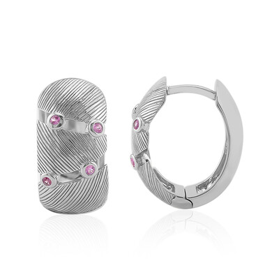 Boucles d'oreilles en argent et Saphir parme