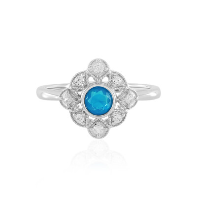 Bague en argent et Opale bleue d'Éthiopie