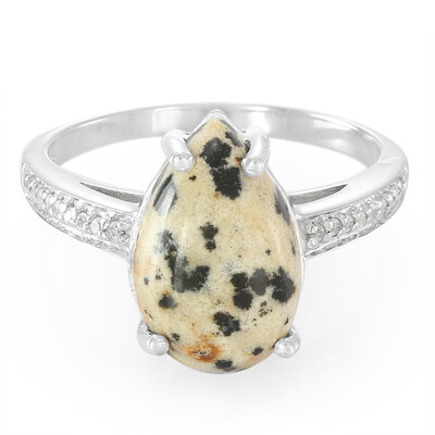 Bague en argent et Jaspe Dalmatien