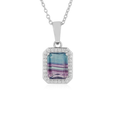 Collier en argent et Fluorite multicolore