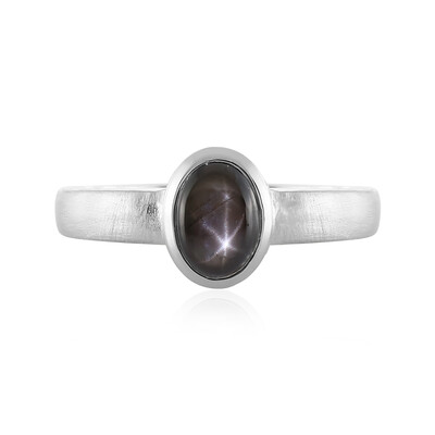 Bague en argent et Saphir étoilé noir (MONOSONO COLLECTION)