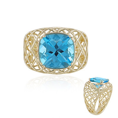 Bague en or et Topaze bleu Suisse (Ornaments by de Melo)