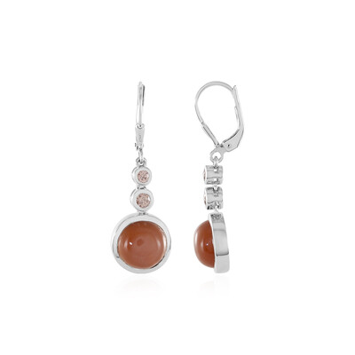 Boucles d'oreilles en argent et Pierre de lune chocolat (KM by Juwelo)