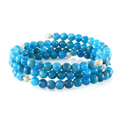 Bracelet en acier et Apatite bleu néon (Riya)