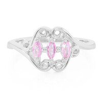 Bague en argent et Saphir rose de Ceylan