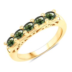 Bague en argent et Tourmaline verte du Brésil