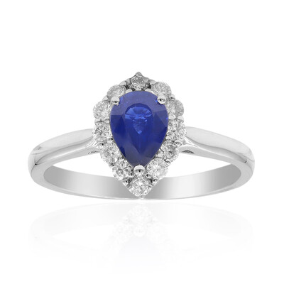 Bague en or et Saphir bleu de Ceylan