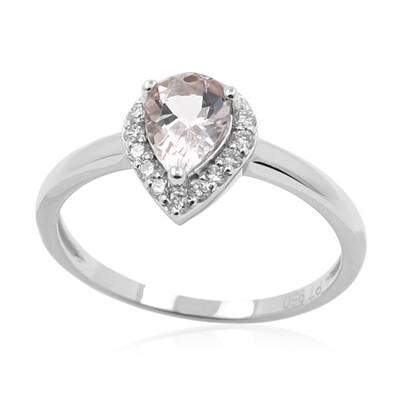 Bague en platine et Morganite pêche AAA