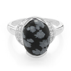 Bague en argent et Obsidienne Flocon-de-Neige