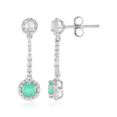 Boucles d'oreilles en argent et Emeraude de Russie