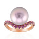 Bague en argent et Perle Ming de couleur pourpre (Annette)