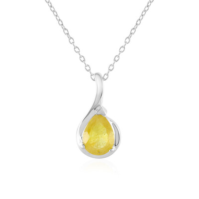 Collier en argent et Saphir jaune de Madagascar