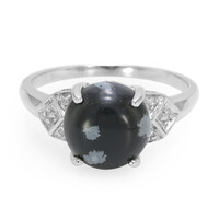 Bague en argent et Obsidienne Flocon-de-Neige