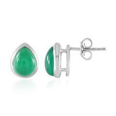 Boucles d'oreilles en argent et Calcédoine verte