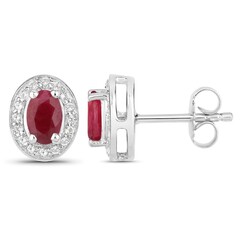 Boucles d'oreilles en argent et Rubis