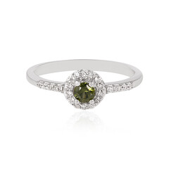 Bague en argent et Zircon de Ceylan vert