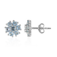 Boucles d'oreilles en argent et Topaze bleu ciel