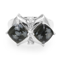 Bague en argent et Obsidienne Flocon-de-Neige