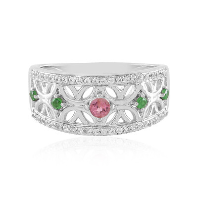 Bague en argent et Tourmaline rose du Nigéria