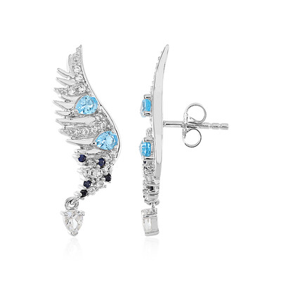 Boucles d'oreilles en argent et Topaze bleu Suisse