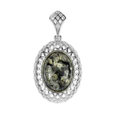 Pendentif en argent et Ambre verte (dagen)