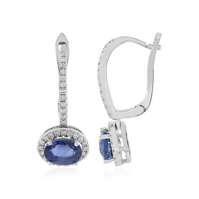 Boucles d'oreilles en or et Saphir bleu de Ceylan