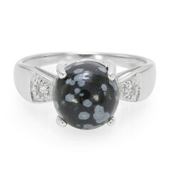 Bague en argent et Obsidienne Flocon-de-Neige