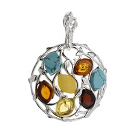 Pendentif en argent et Ambre baltique