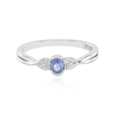 Bague en argent et Saphir bleu de Ceylan