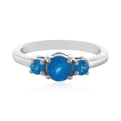 Bague en argent et Apatite bleu néon