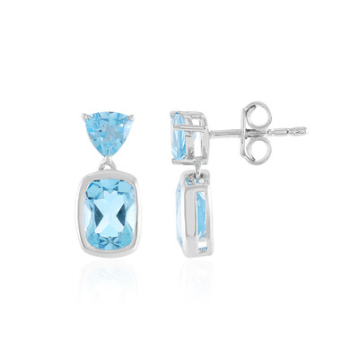 Boucles d'oreilles en argent et Topaze bleu Suisse