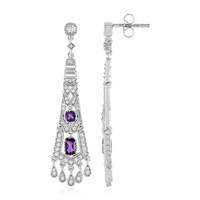 Boucles d'oreilles en argent et Améthyste de Zambie