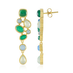 Boucles d'oreilles en argent et Calcédoine verte (KM by Juwelo)