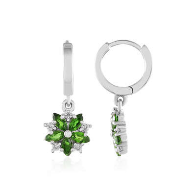 Boucles d'oreilles en argent et Diopside de Russie