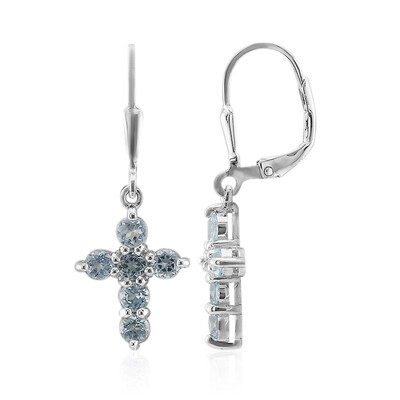 Boucles d'oreilles en argent et Topaze bleu ciel