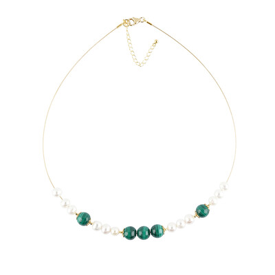 Collier en acier inoxydable et Malachite