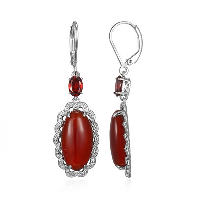 Boucles d'oreilles en argent et Agate rouge