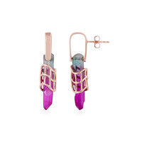 Boucles d'oreilles en argent et Quartz multicolore