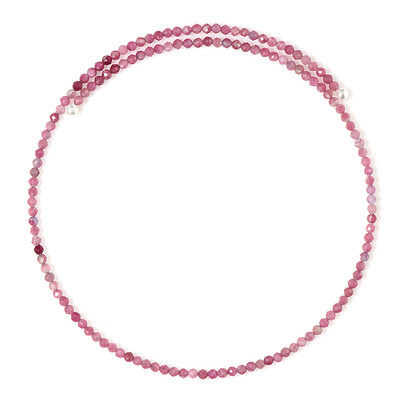 Collier ras du cou en acier et Tourmaline rose du Nigéria (Riya)