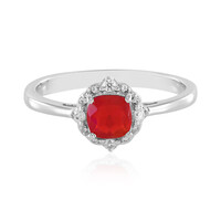 Bague en argent et Opale rouge d'Éthiopie