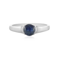 Bague en argent et Saphir étoilé bleu